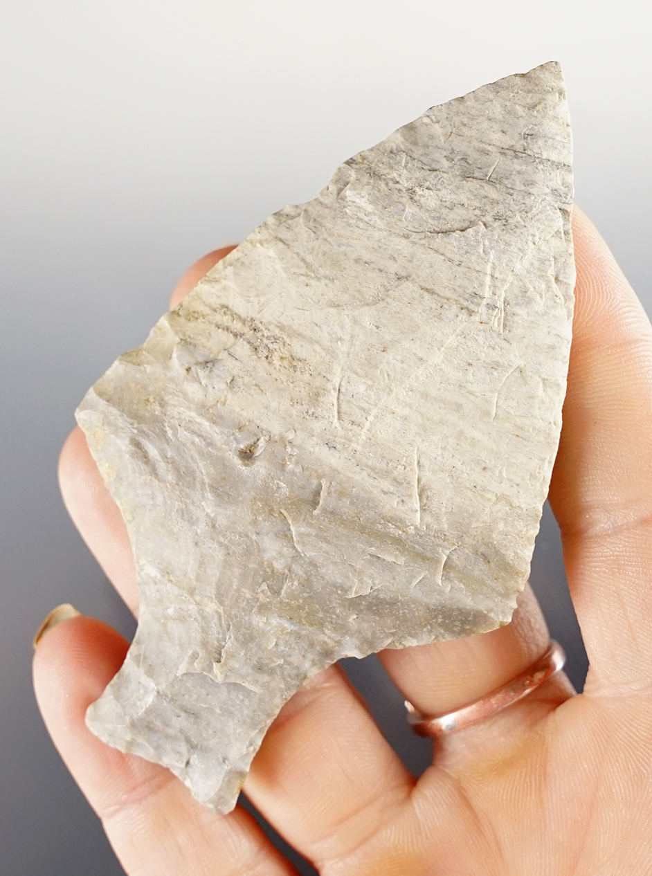 3 9/16" Ashtabula made from Coshocton Flint. Found in Licking Co., Ohio. 