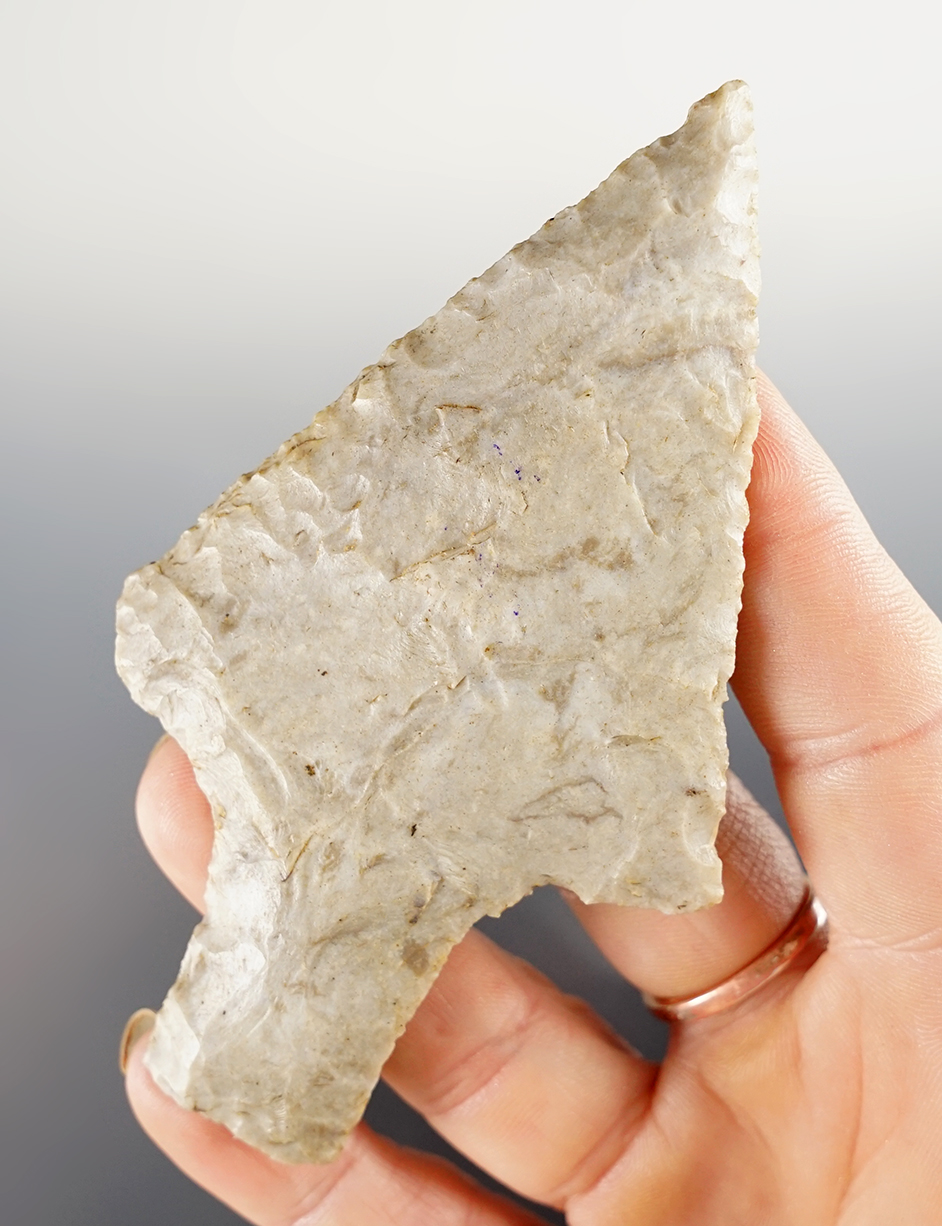 Well styled 4" Ashtabula found in Marion Co., Ohio. Made from Upper Mercer Flint. Ex. D. Hooks. 