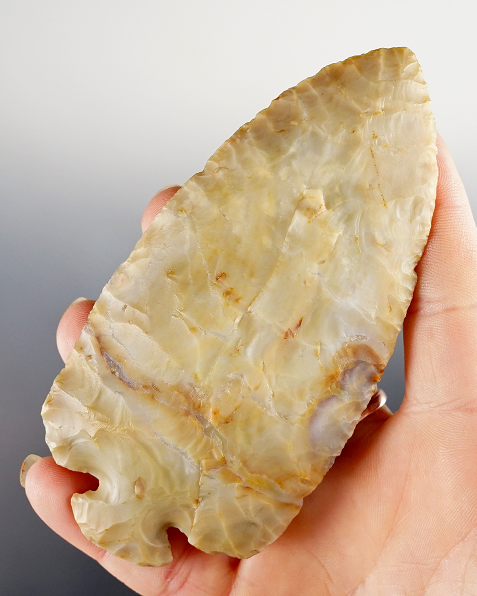 4 1/2" Button Base Dovetail made from Flint Ridge Flint. Pictured in Ohio Dovetails, page 70. 