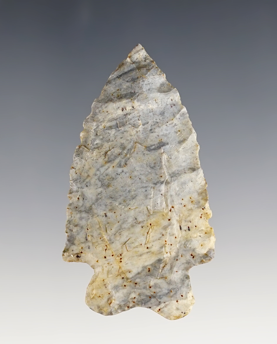 2 9/16" MacCorkle Bifurcate made from Coshocton Flint that shows excellent age. Found in Ohio.
