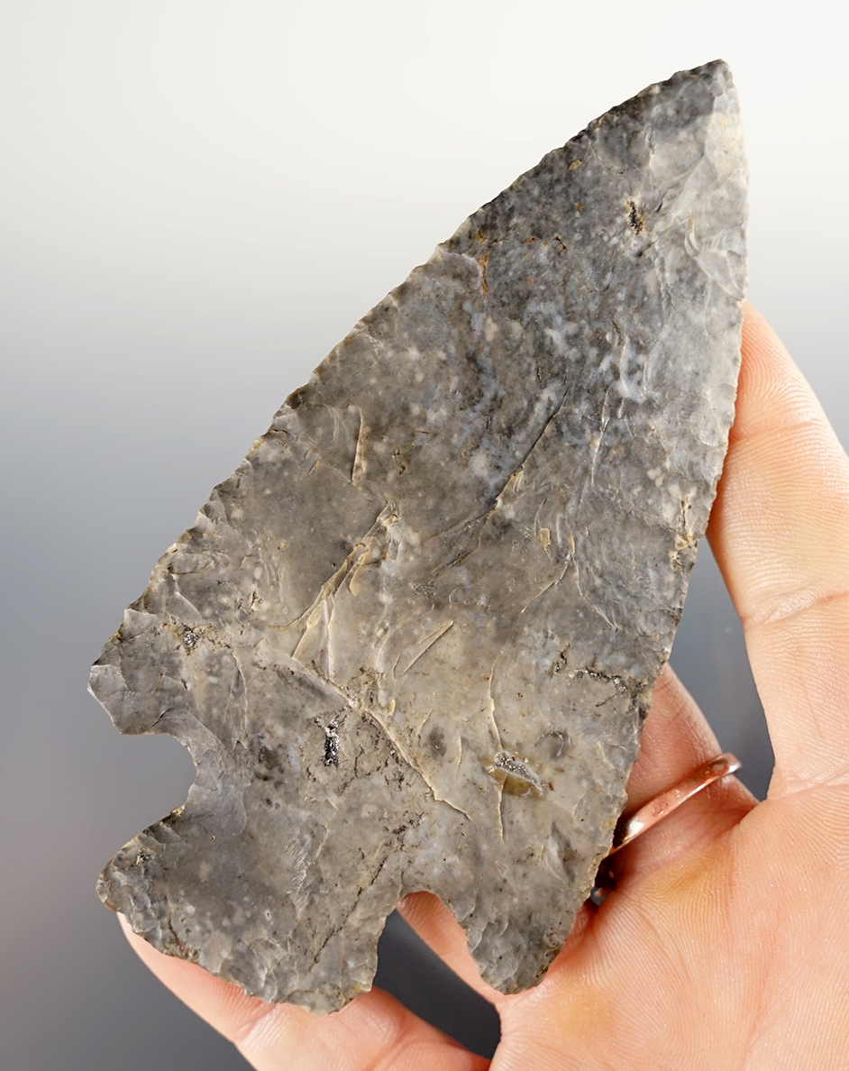 4 7/16" Hopewell made from high quality Bayport Chert. Found in Norwalk Twp., Huron Co., Ohio. 