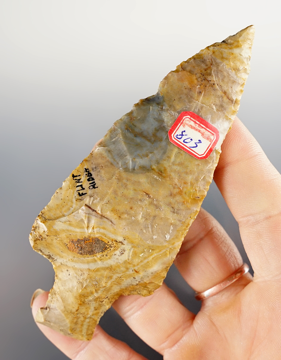 4 5/16" Ashtabula made from Flint Ridge Flint. Found in Licking Co., Ohio near Flint Ridge. 