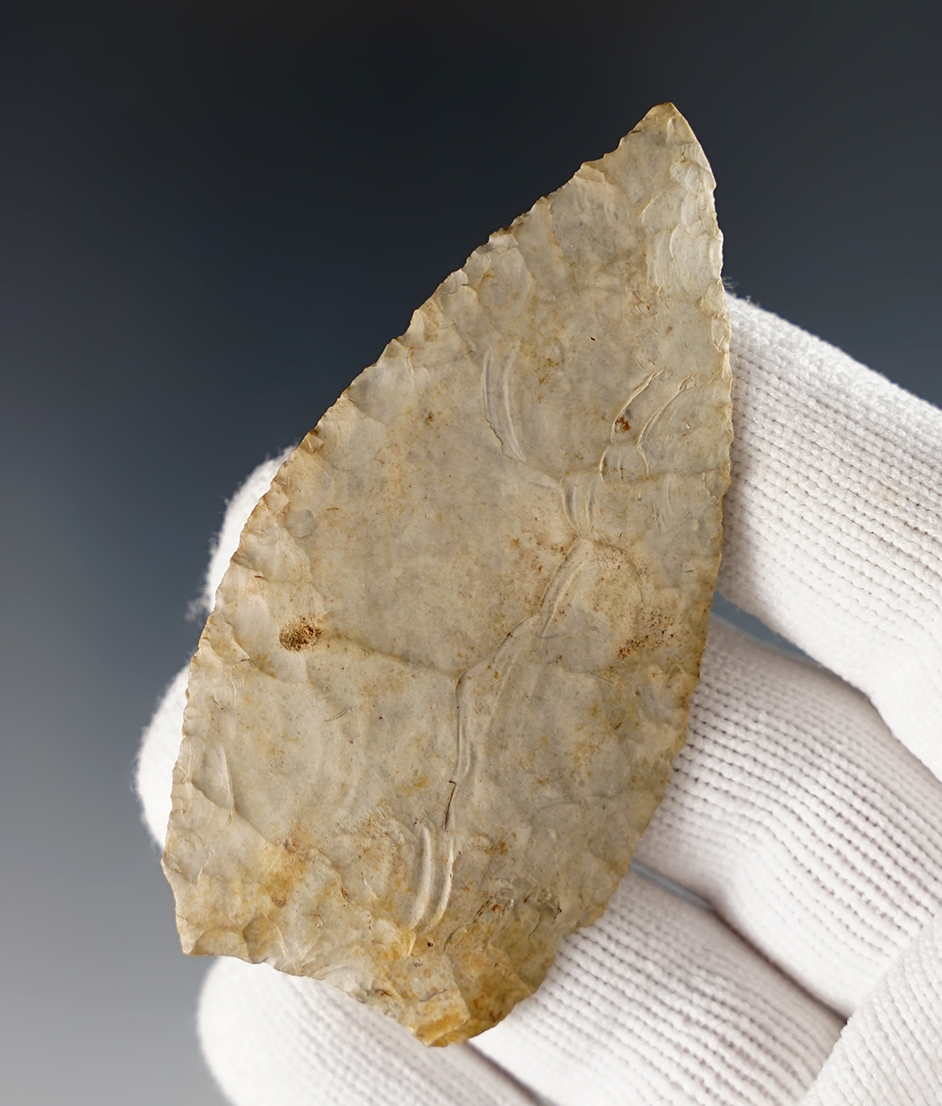 Well styled 2 11/16" Ohio Paleo Lanceolate that is thin and well made. Ex. Earle collection.
