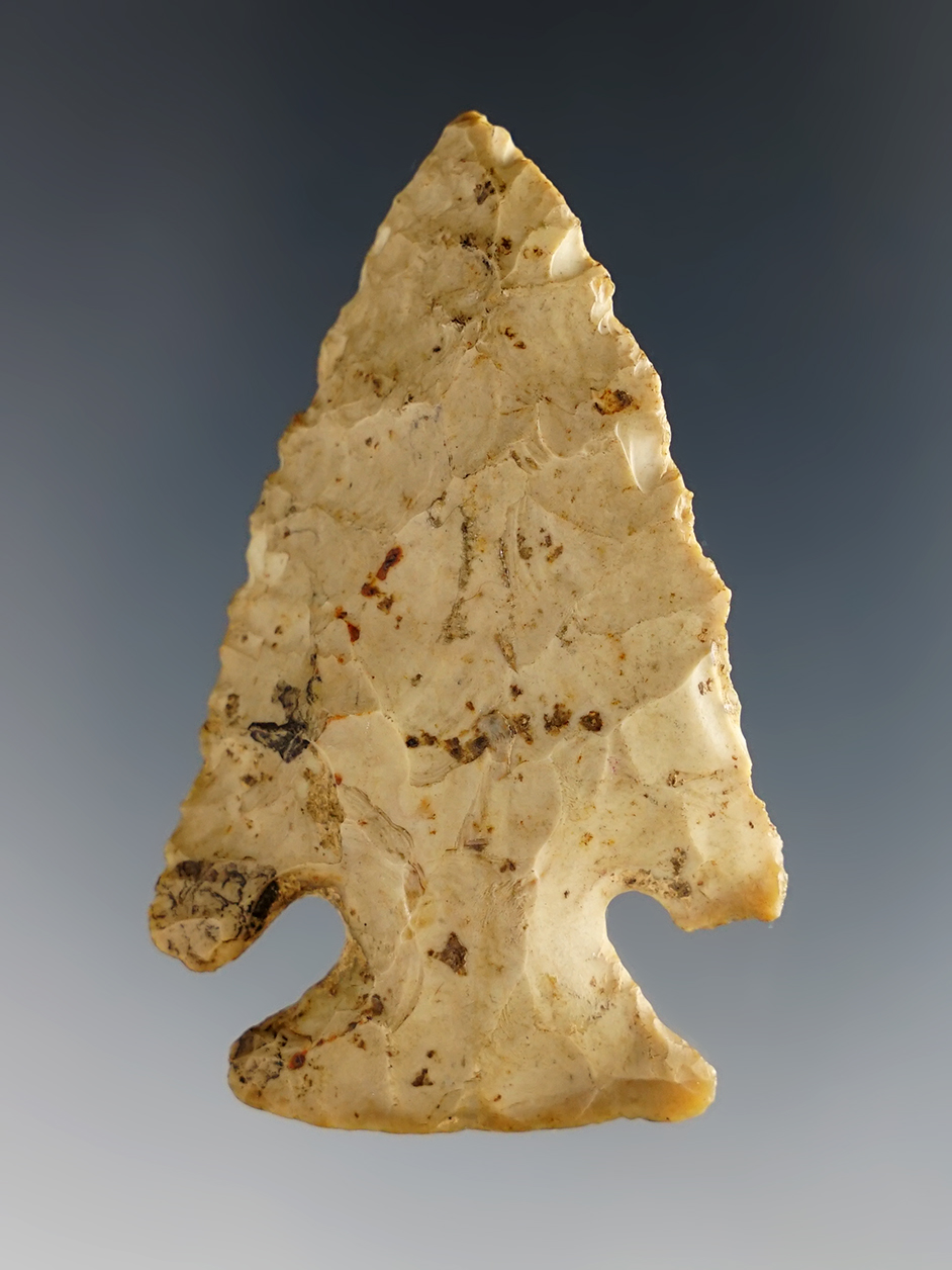 Excellent patina on this 2 1/4" Archaic Thebes Bevel found in Ohio. Classic style.