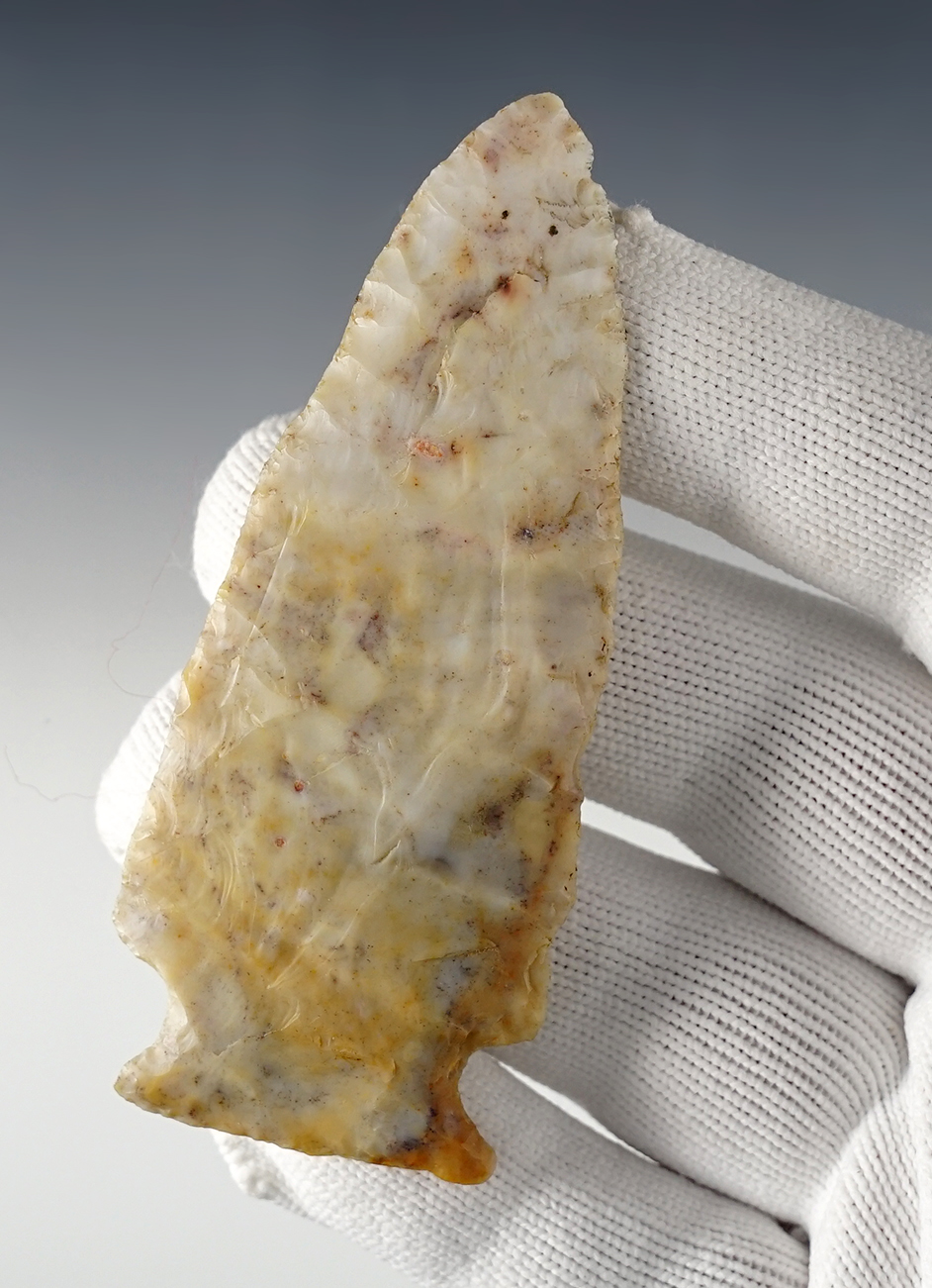 Exceptional Cornernotch - Flint Ridge Flint. Found in Knox Co., Ohio. Ex. Larry Morris. COA.