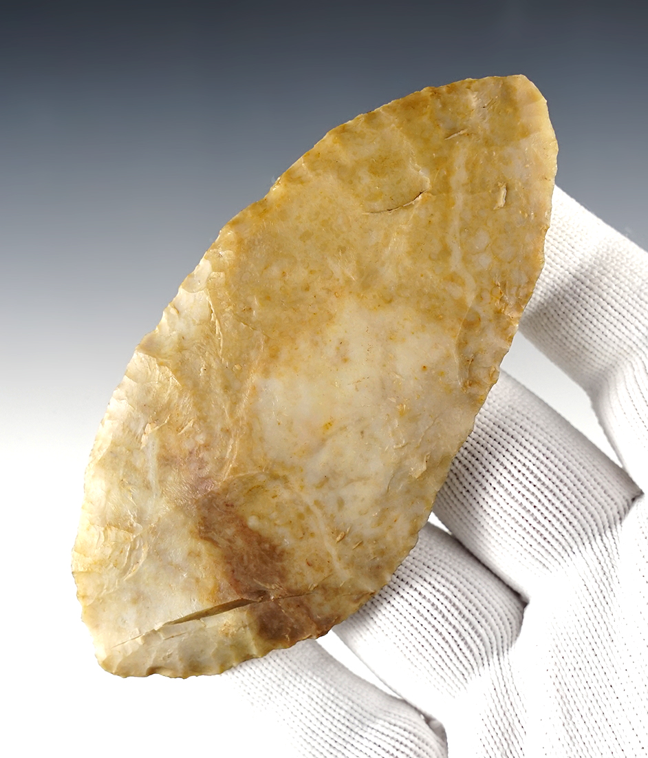 Fantastic 4 7/16" Ohio Blade made from Flint Ridge Flint. Ex. Kenny McNeal. Bennett COA.