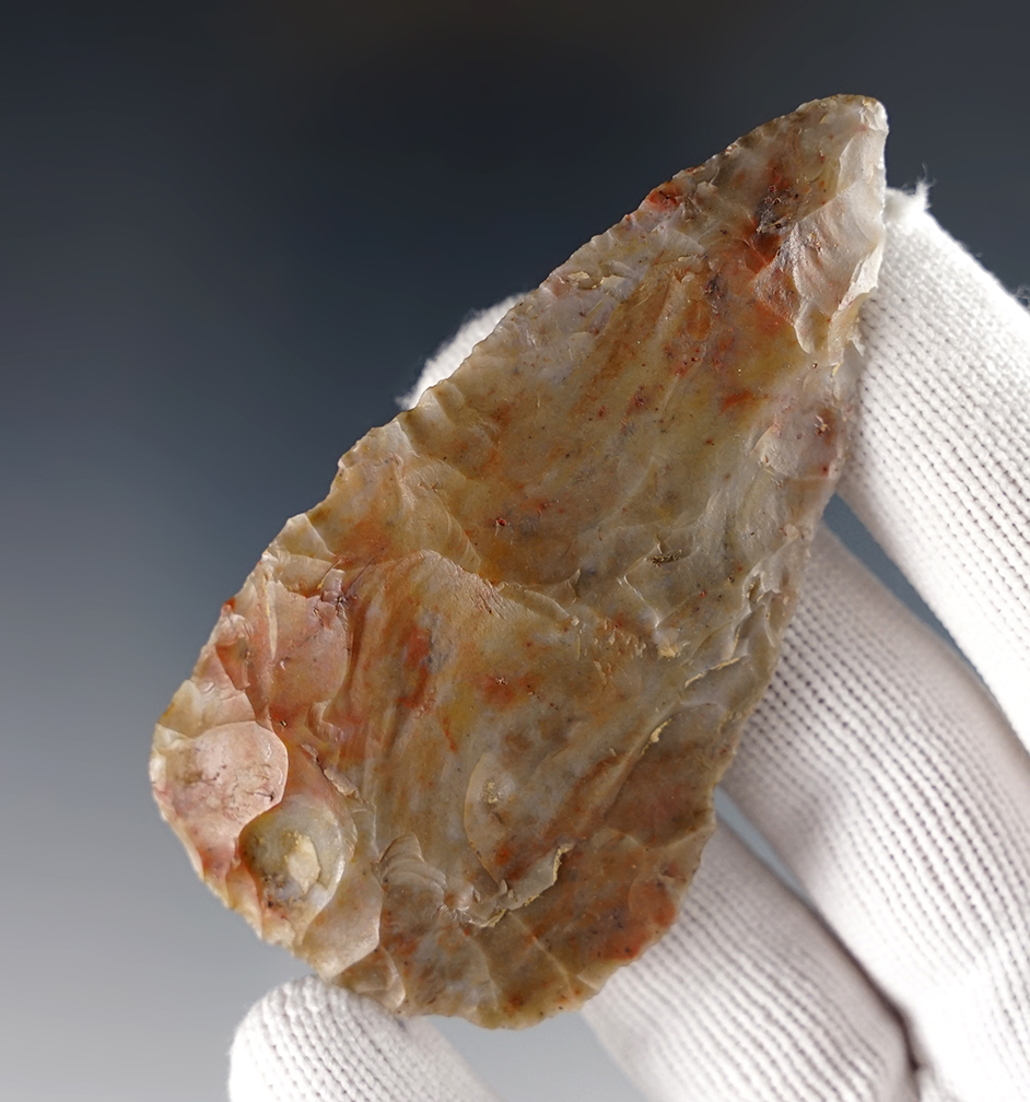 2 15/16" Colorful Ohio Leaf Blade made from Flint Ridge Flint. 