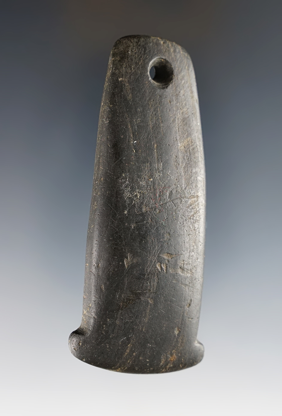 Fine 3 3/8" Anchor Pendant - black Slate. Found in Adams Co., Ohio. Ex. David Root. 