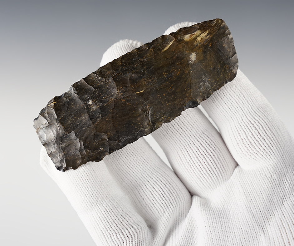 Superb 3 9/16" Ohio Paleo Square Knife - Coshocton Flint.  A fine example of the type!