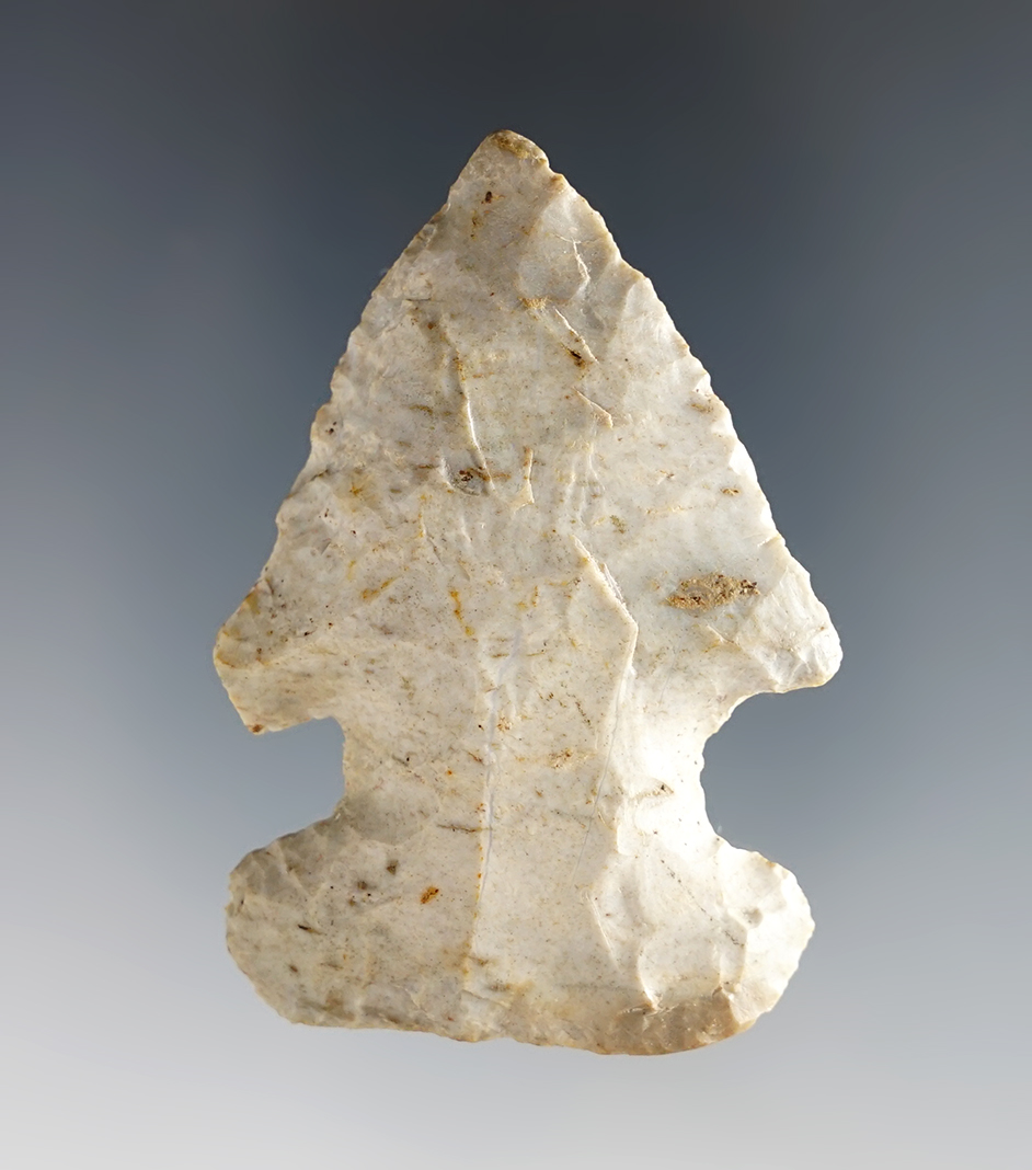 2 3/8" Archaic Thebes with nice grinding to the base. Found in Ohio. Ex. Alan Flanders.