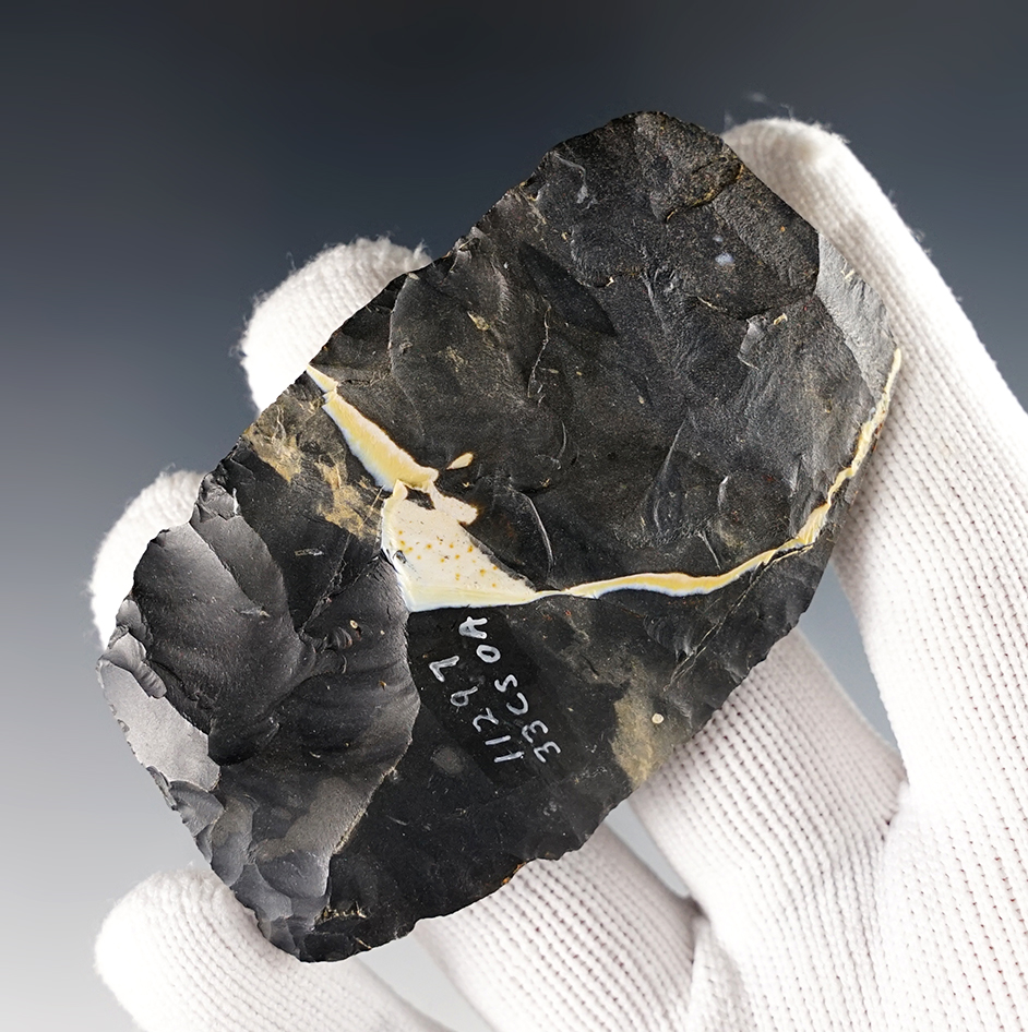 2 7/8" Ohio Paleo Square Knife made from Coshocton Flint with a nice "Lightening Streak".