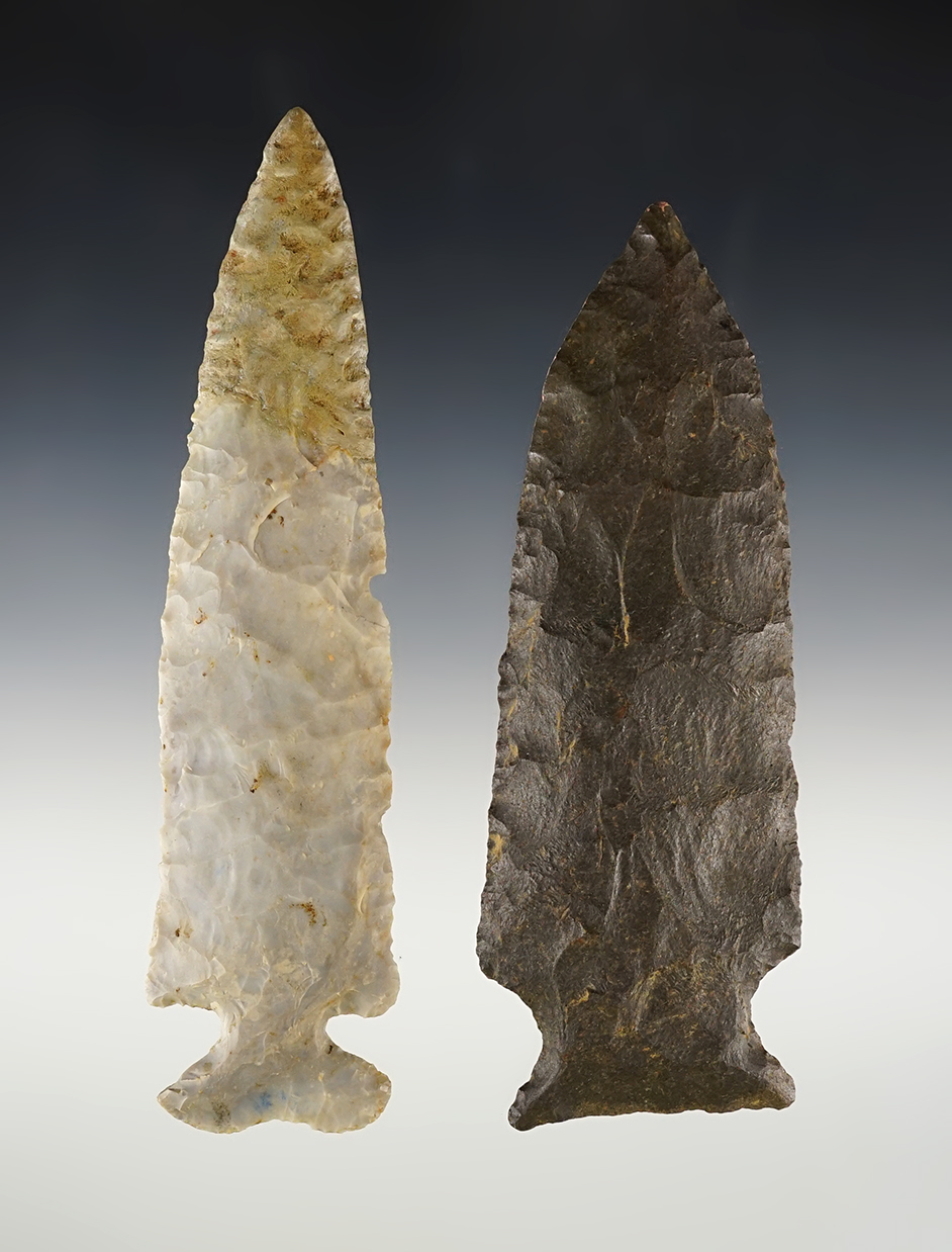 Pair of huge restored Ohio points. The largest is 6 5/16".