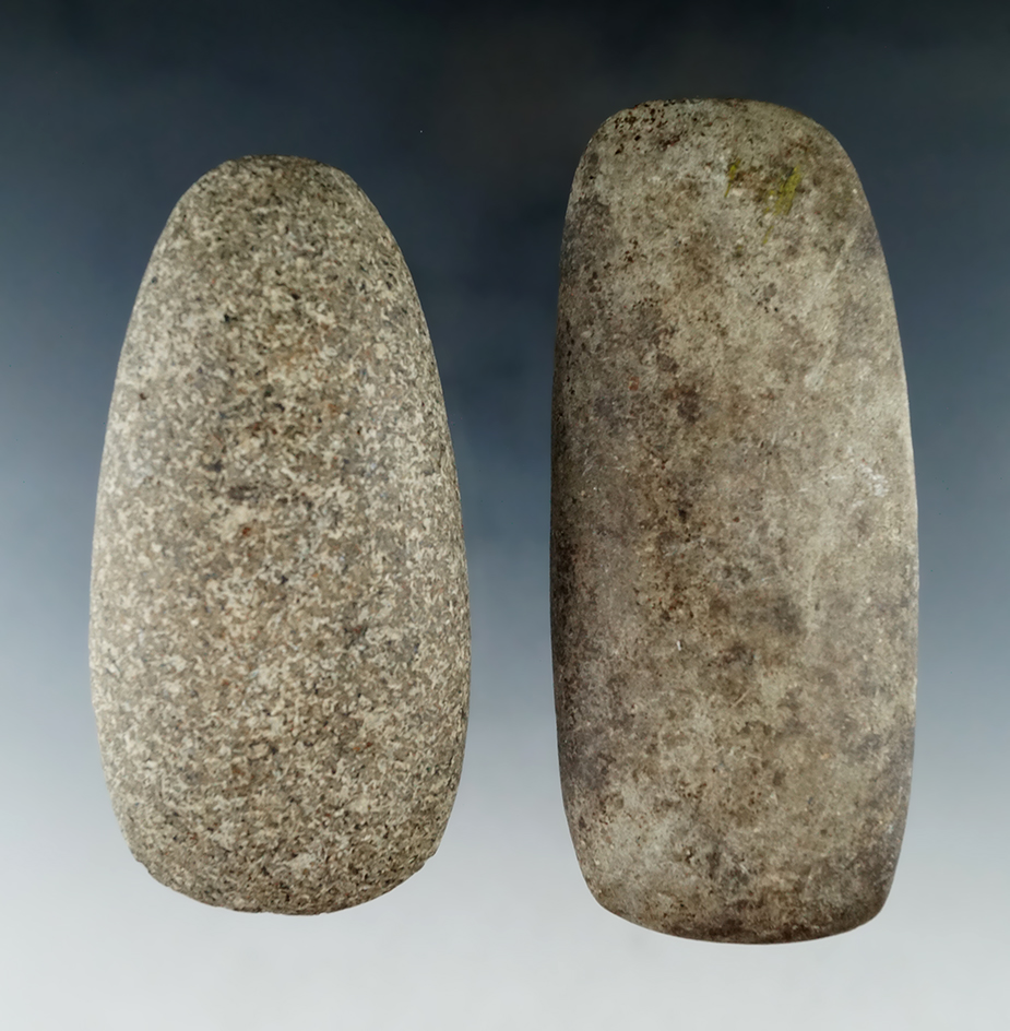 Pair of Hardstone Celts found in Ohio. Both in very nice condition. Largest is 4 11/16".