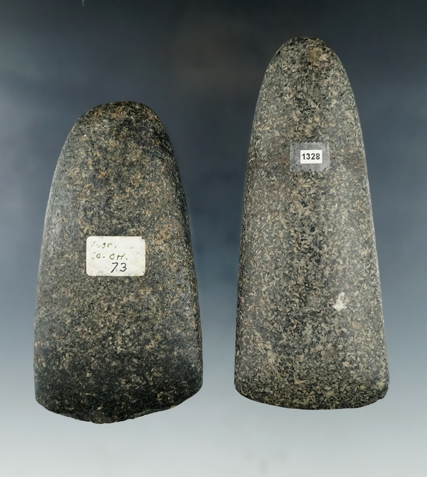 Pair of Hardstone Celts found in Ohio. Both are in very nice condition. Largest is 4 7/8".
