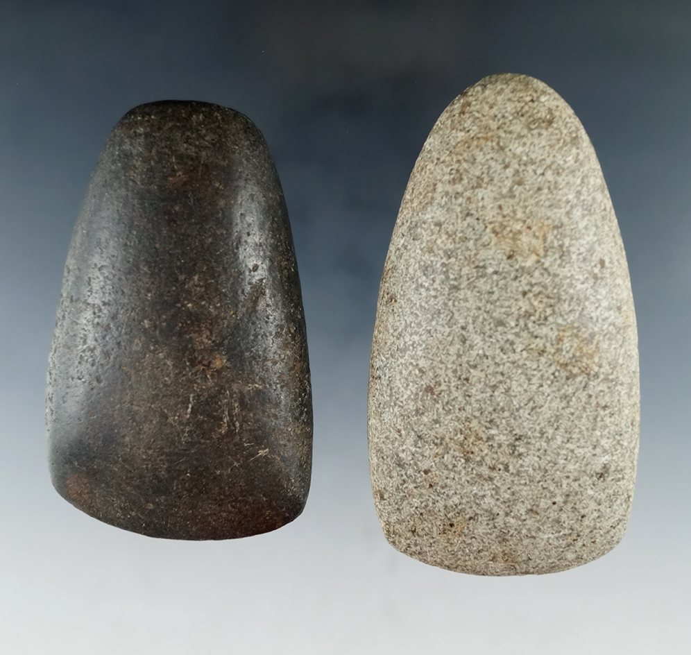 Pair of Hardstone Celts in excellent condition, both found in Ohio.  Largest is 3 15/16".