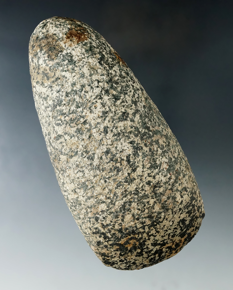 5 1/4" Granite Celt found in Montgomery Co., Ohio. Nice use polish to bit.