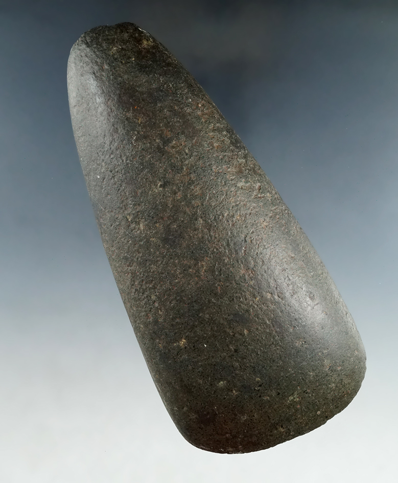 Well styled and nicely polished 5 3/8" Hardstone Adze found in Ross Co., Ohio. Ex. Dan Bartlett.
