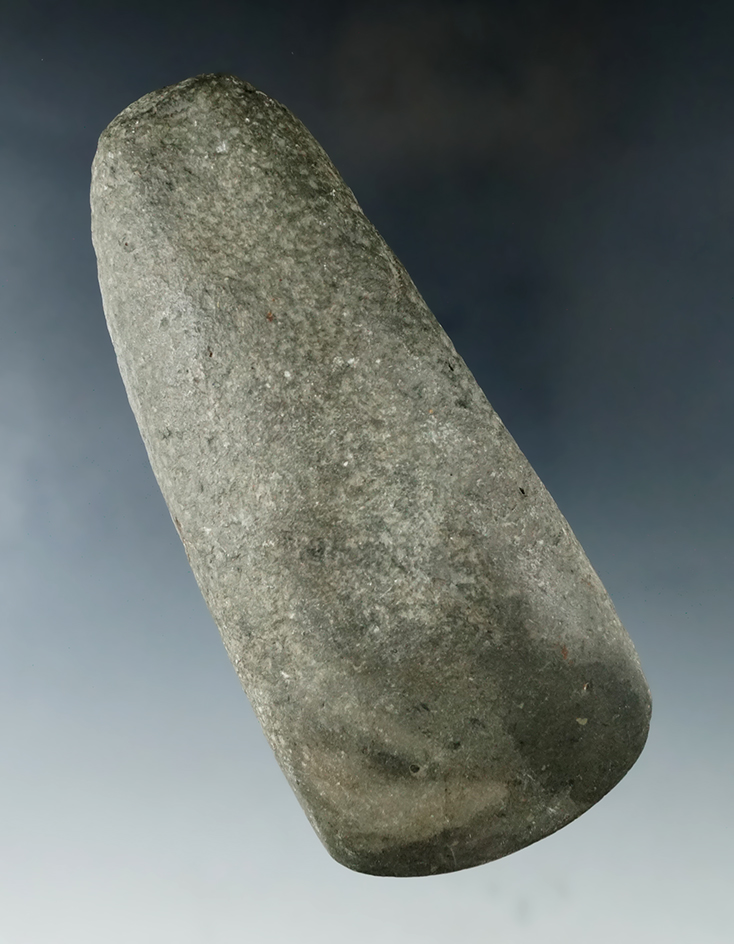 5 1/2" Hardstone Celt with nice polish to bit, found in Miami Co., Ohio.