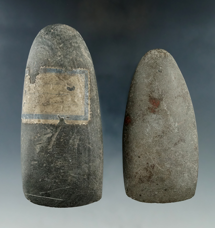 Pair of Celts found in Ohio.  Largest is 4 1/2" and made of Banded Slate.