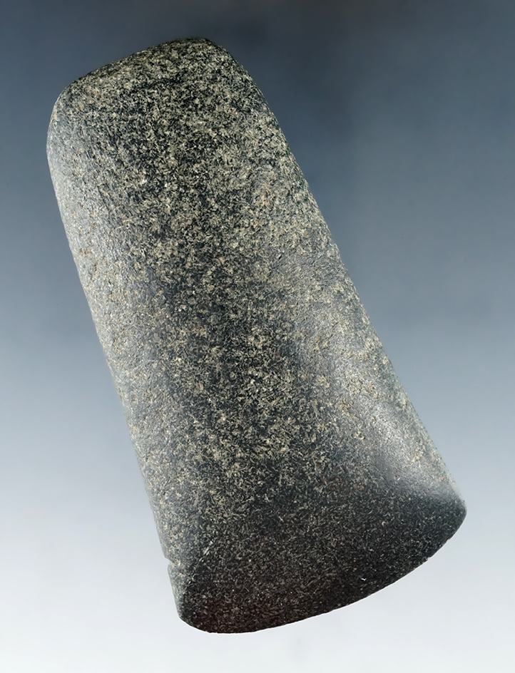 Rare style 3 1/2" Hardstone Flared Bit Celt with excellent use polish to bit. Darke Co., Ohio.