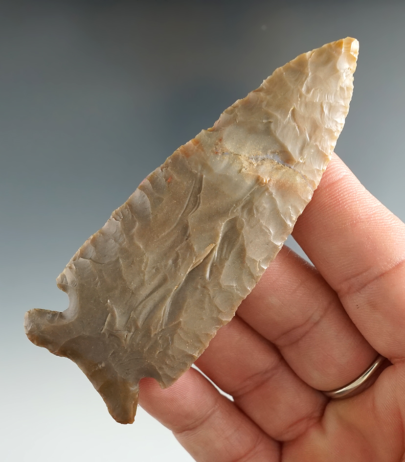 3 3/8" Stilwell made from Hornstone, found in Indiana. Comes with Dickey and Jackson COA's.