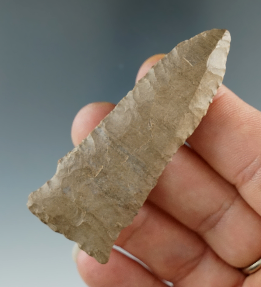 2 1/2" Harpeth River made from Dover Chert, found in Davidson Co., Tennessee. Partain COA.