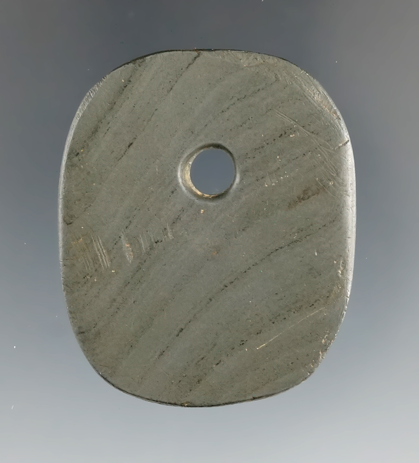1 3/4" Banded Slate Pendant found in the Midwest. Comes with a Bennett COA.