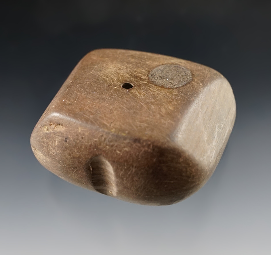 Unique 1 3/4" Semi-Keeled Gorget that was salvaged and reworked in ancient times. 