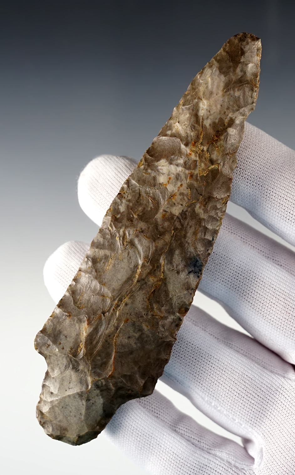 Large 4 5/8" Ohio/Kentucky area Adena made from nicely colored mottled Flint.