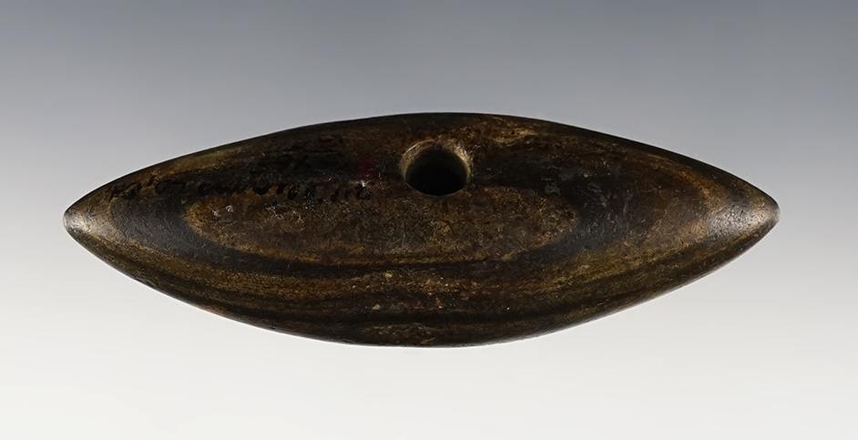 Very well patinated 3 3/4"  Pick Bannerstone - Williams Co., Ohio. Ex. Bob Scantlen, Heckman.