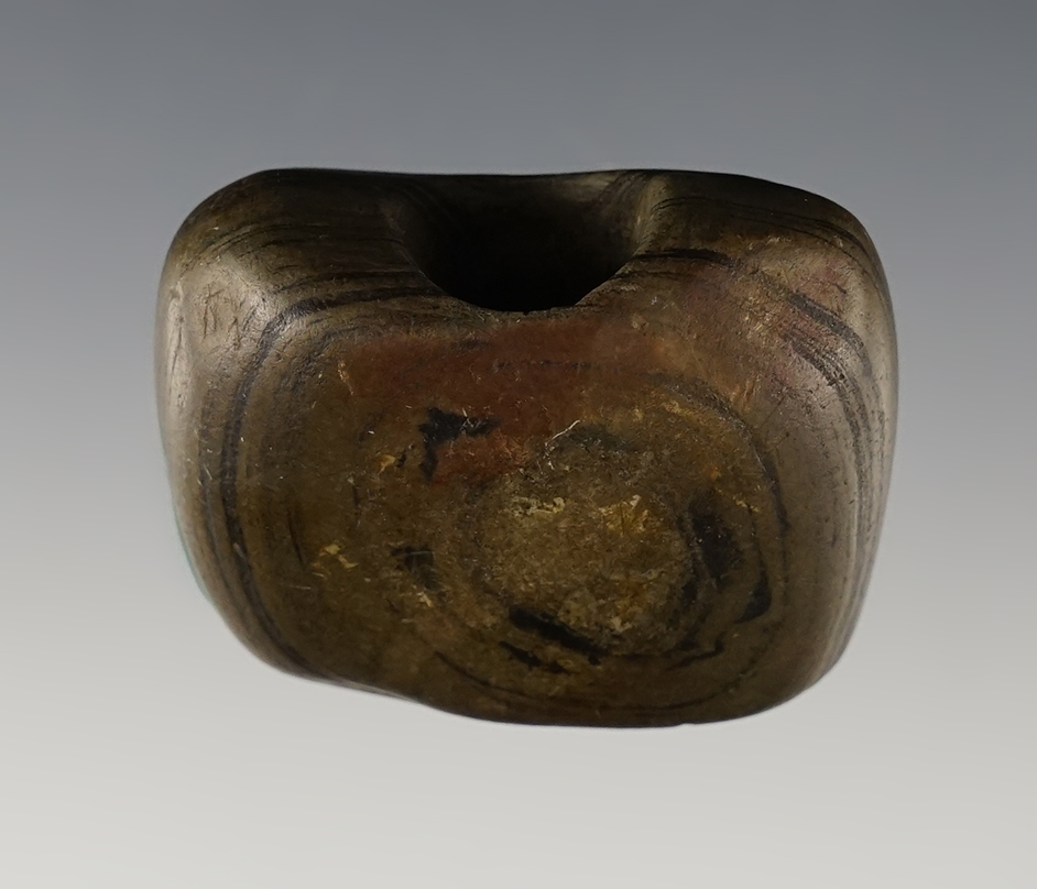 1 1/2" Miniature Bannerstone - Stark Co., Ohio. Made from Banded Slate. Ex. Jason Hanna. 