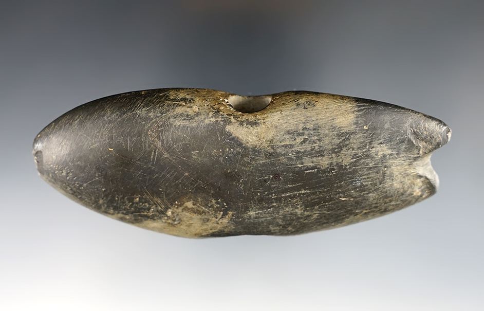 4 3/4" Slate Bannerstone. Found in Wood Co., Ohio. Ex. Tom Pike. 