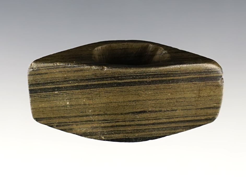 2 5/16" x 1" Miniature Panel Bannerstone - Banded Slate - Ohio. Ex. Josh Davis collection. 