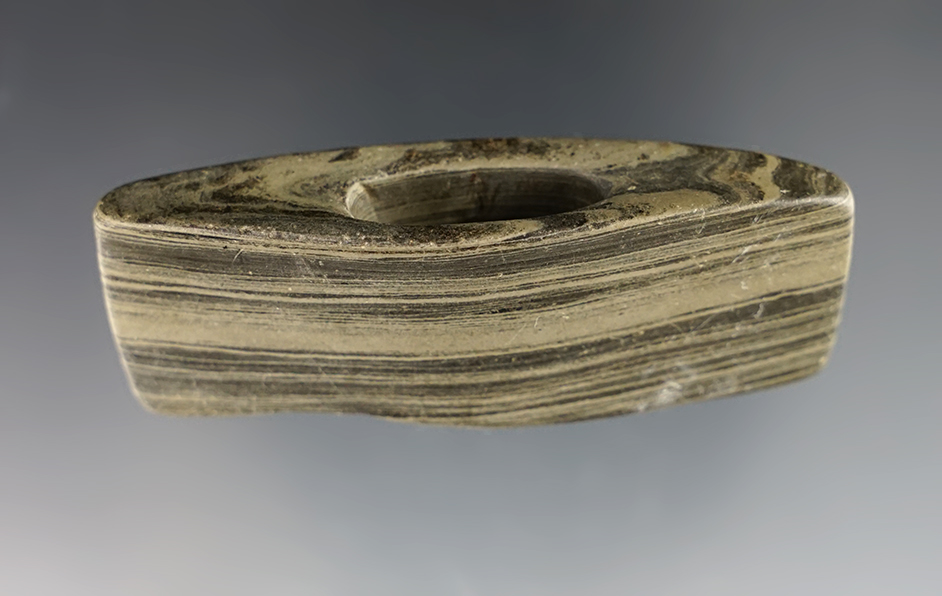 Fine 2 11/16" miniature Panel Bannerstone - Ohio - Banded Slate. Davis COA, G-9+.