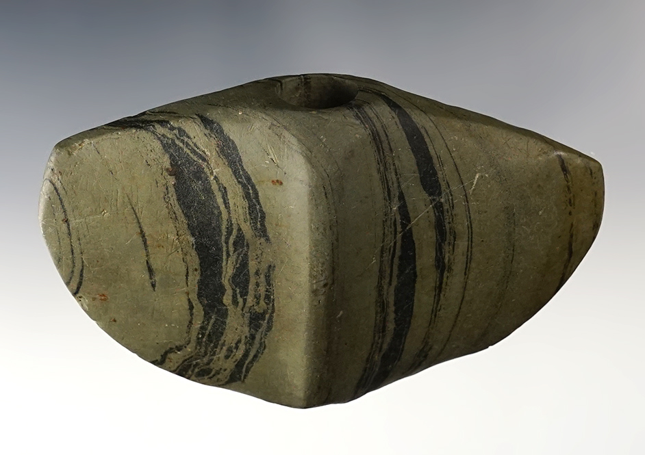 3 11/16" x 2 3/8" Butterfly Bannerstone - Banded Slate. Indiana. Pictured! Davis COA. 