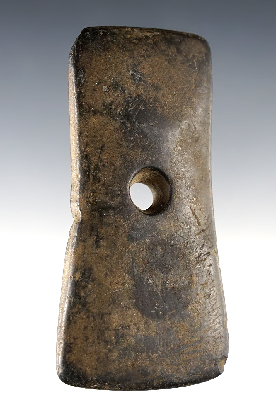 Fine 3 7/16" Bi-Concave Pendant with a unique notch on one edge. Dola, Hardin Co., Ohio. 
